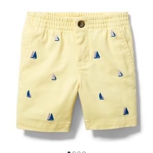 Janie And Jack Sailboat Twill Shorts Meringue Yellow With Blue Sailboats Size 8